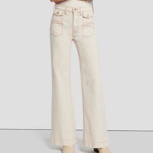7 For All Mankind Ecru Tailorless Wide Leg With A Flair Double Pocket Jeans NWT